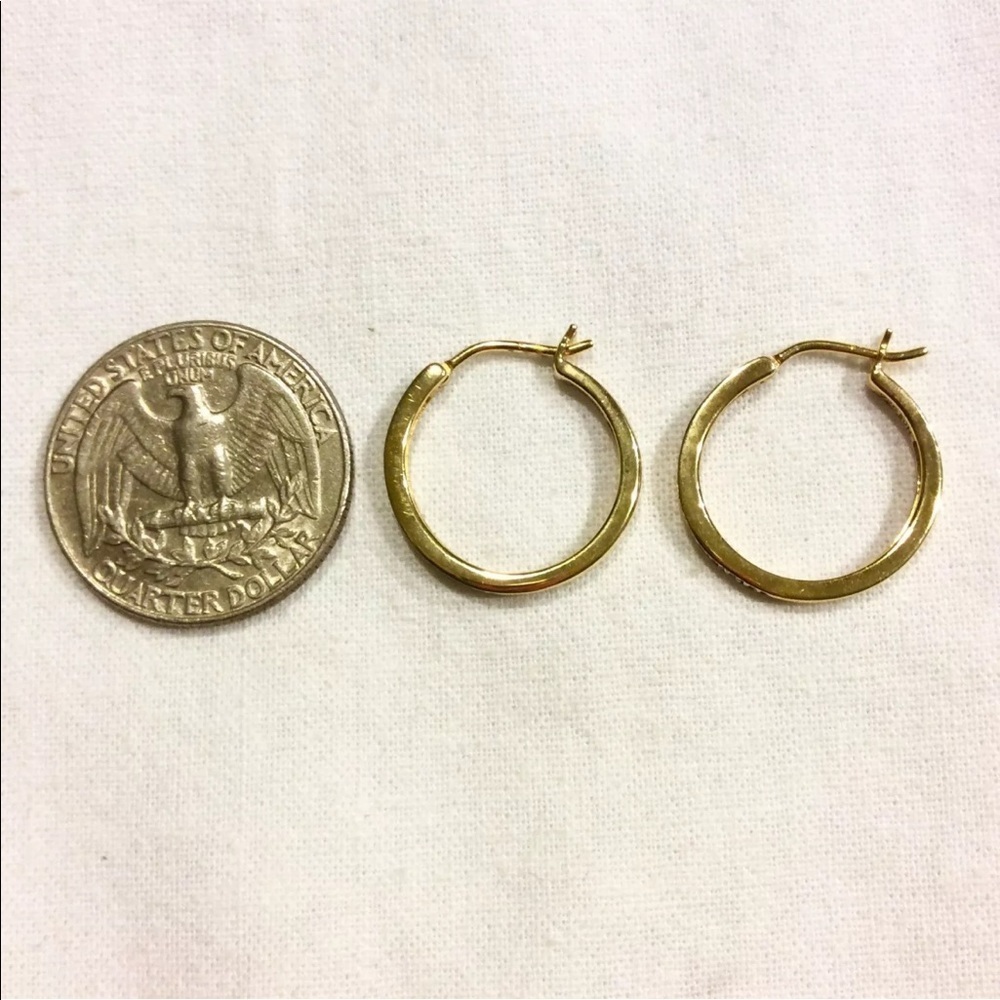 GENUINE DIAMONDS CLASSIC HOOP LARGE GOLD VERMEIL STERLING SILVER EARRINGS - Picture 4 of 5